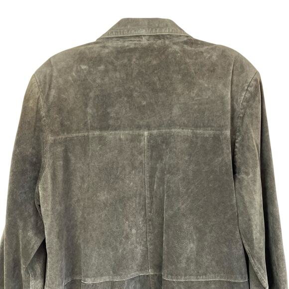 Jessica Holbrook Vintage Olive Green Thigh Length Suede Jacket Button Front - Picture 4 of 16